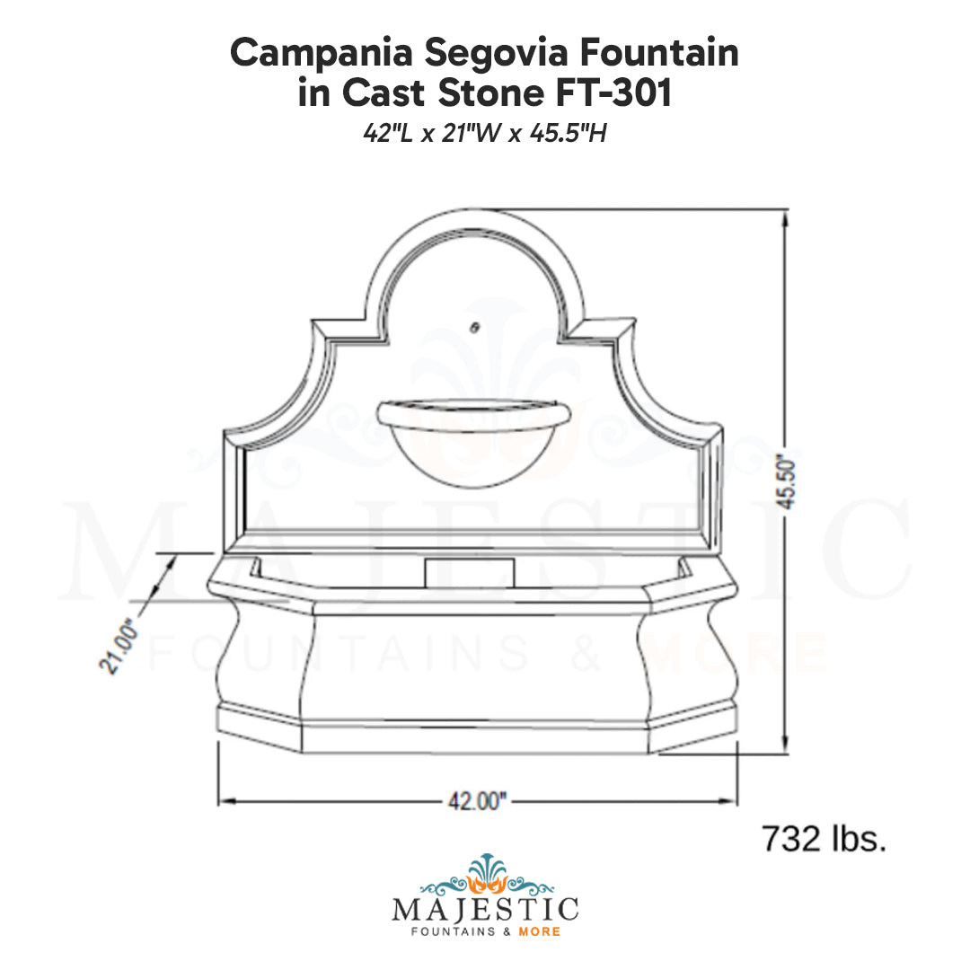Campania Segovia Fountain in Cast Stone FT-301 - Majestic Fountains