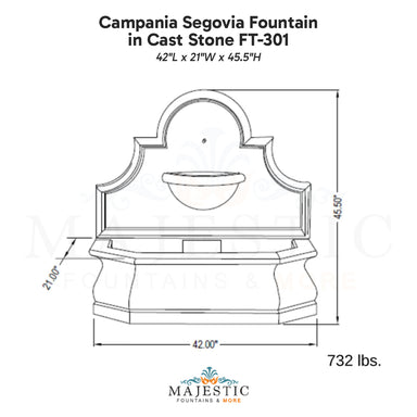 Campania Segovia Fountain in Cast Stone FT-301 - Majestic Fountains