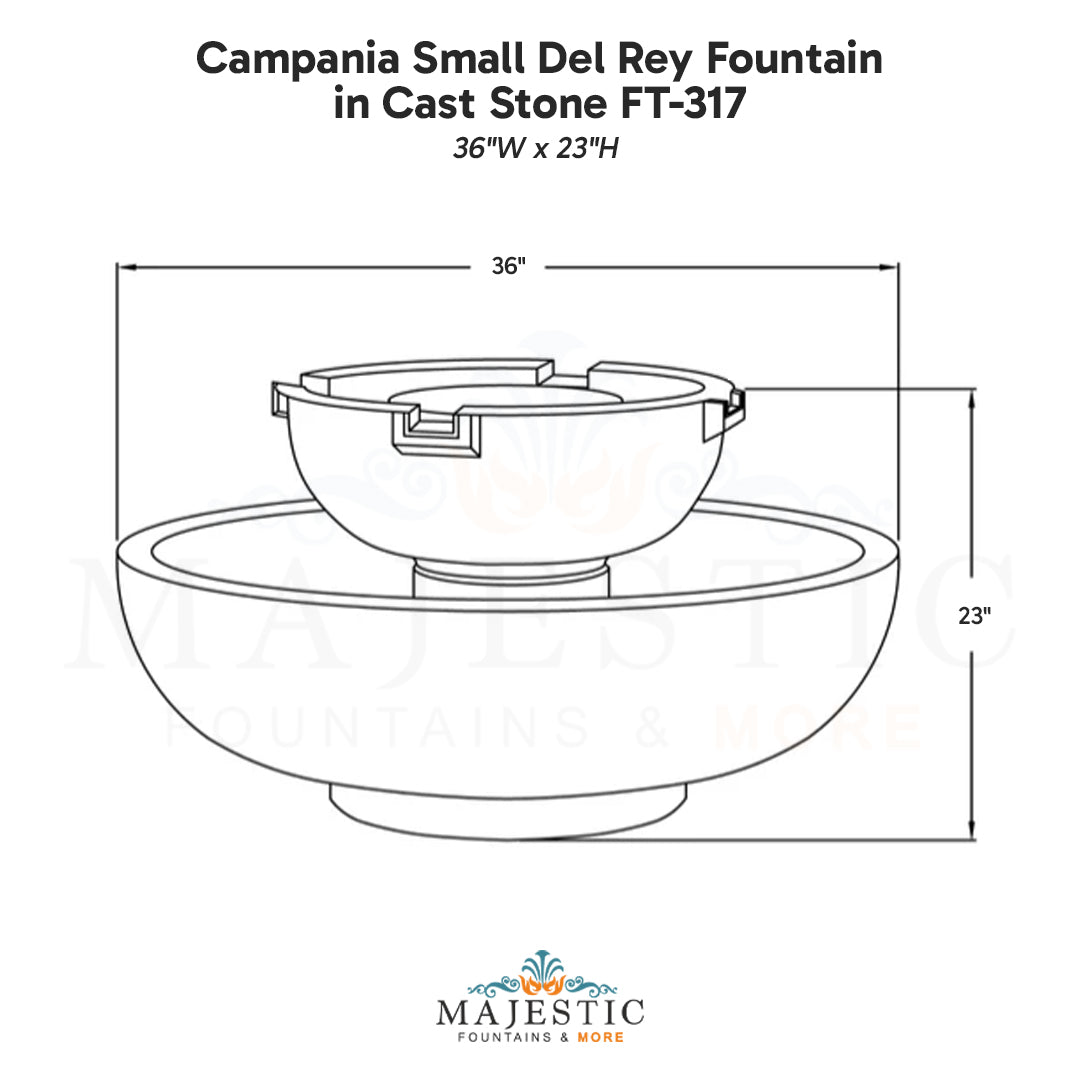 Campania Small Del Rey Fountain in Cast Stone FT-317 - Majestic Fountains