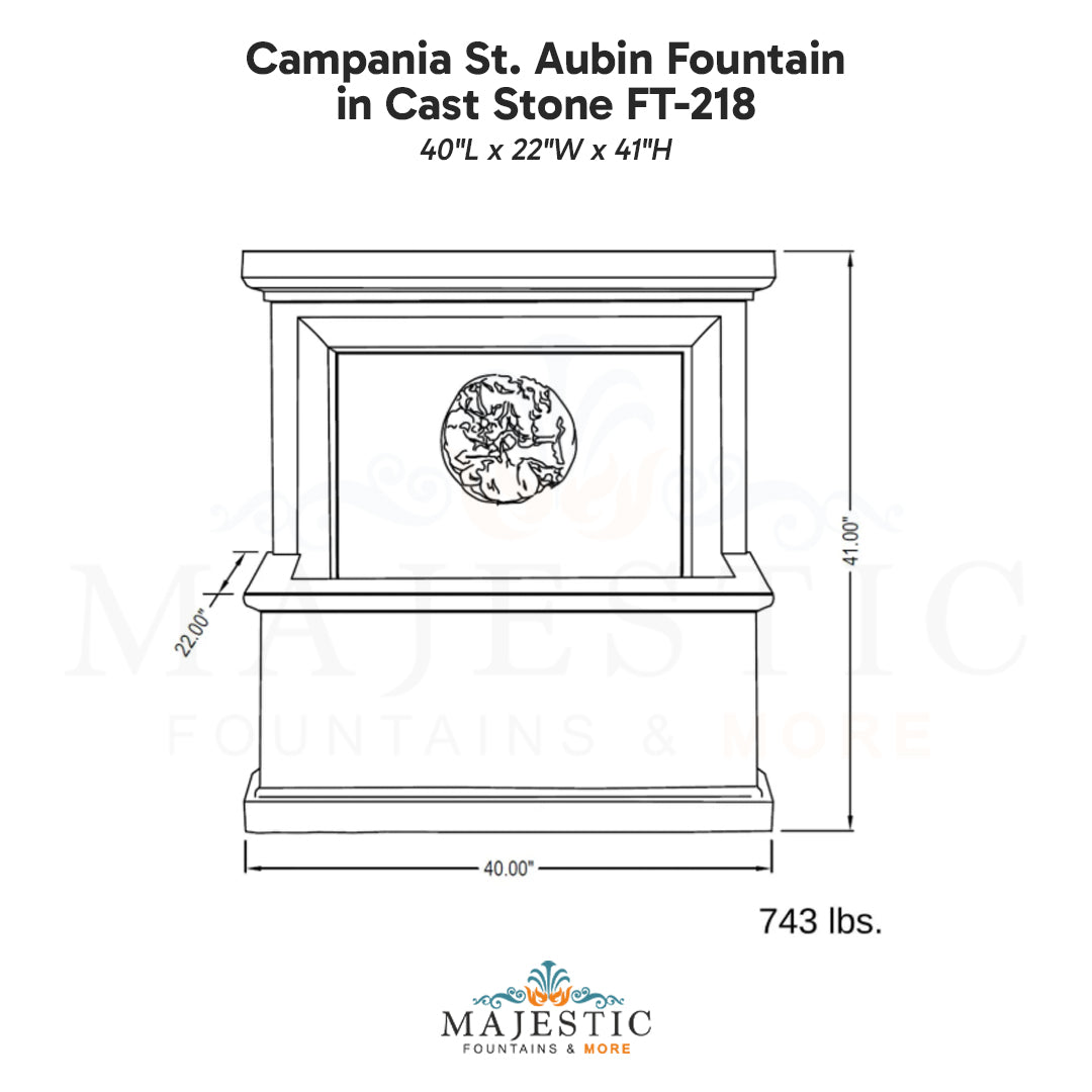 Campania St. Aubin Fountain in Cast Stone FT-218 - Majestic Fountains