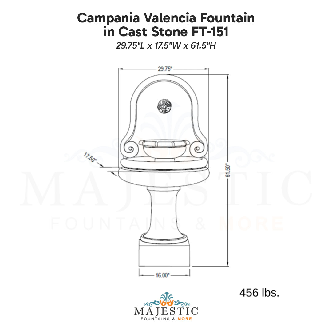 Campania Valencia Fountain in Cast Stone FT-151 - Majestic Fountains