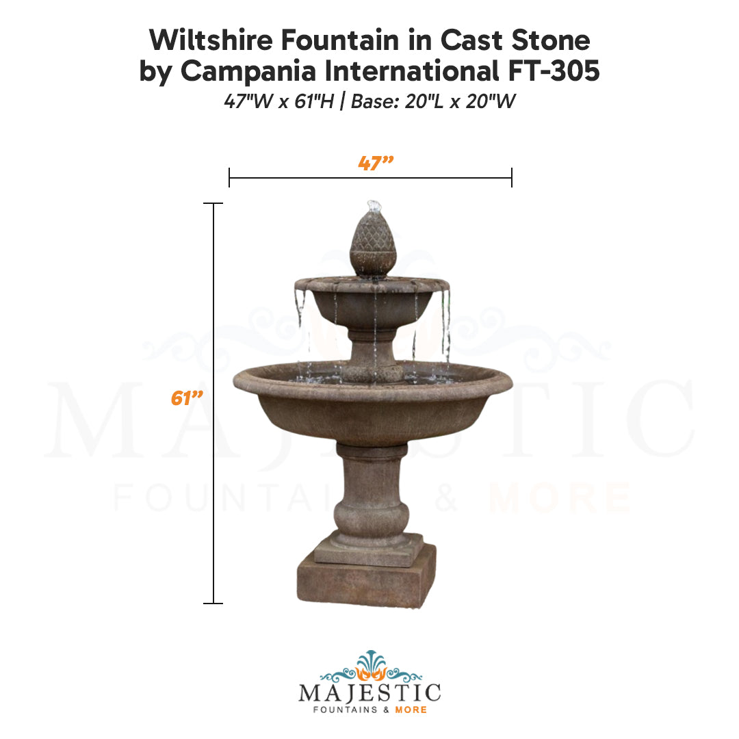 Campania Wiltshire Fountain in Cast Stone FT-305 - Majestic Fountains
