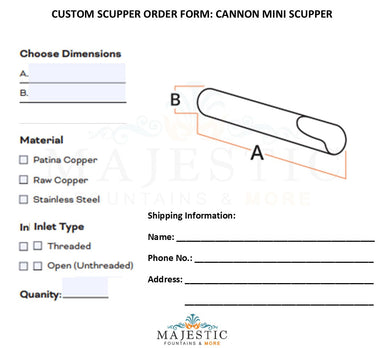 Cannon Mini Scupper - Custom Scupper Form - Majestic Fountains and More