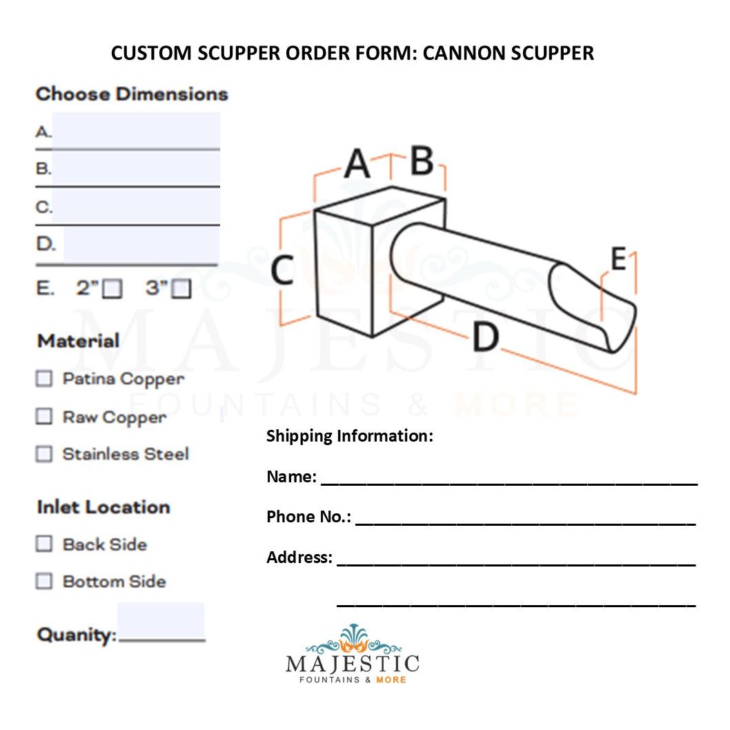 Cannon Scupper - Custom Scupper Form - Majestic Fountains and More