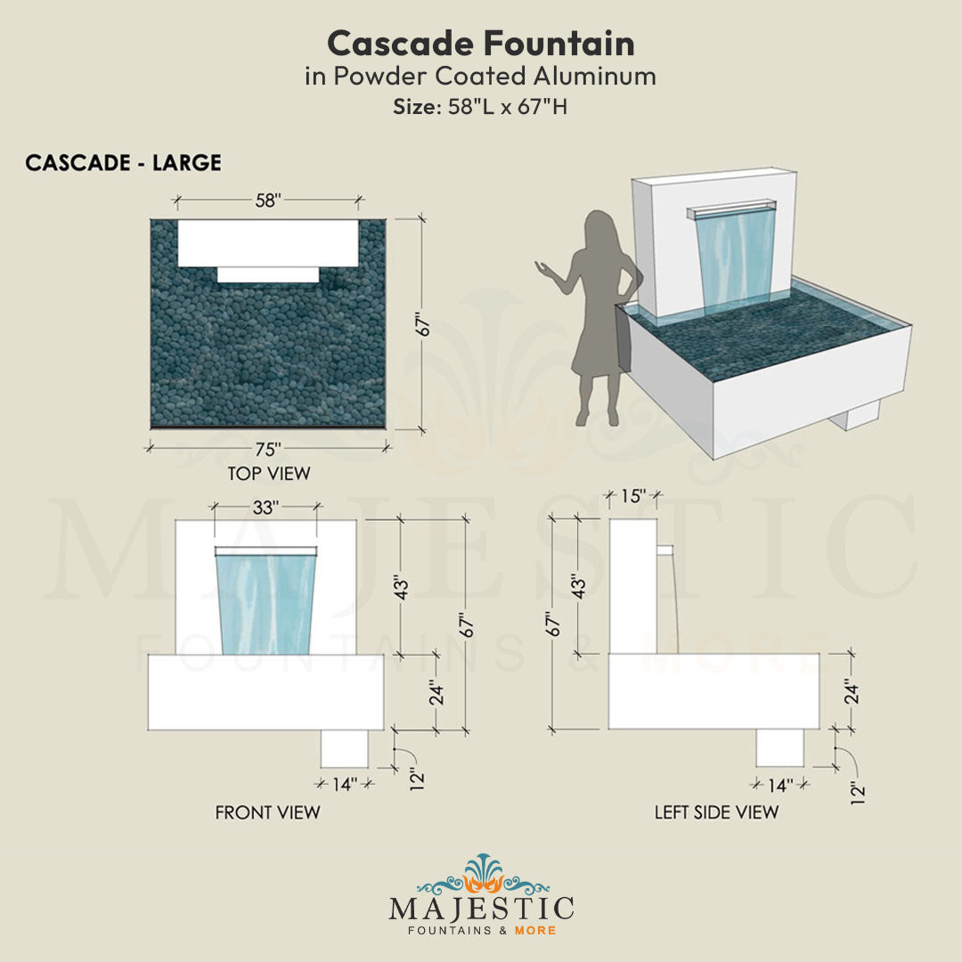 Cascade Fountain in Powder Coated Aluminum - Majestic Fountains