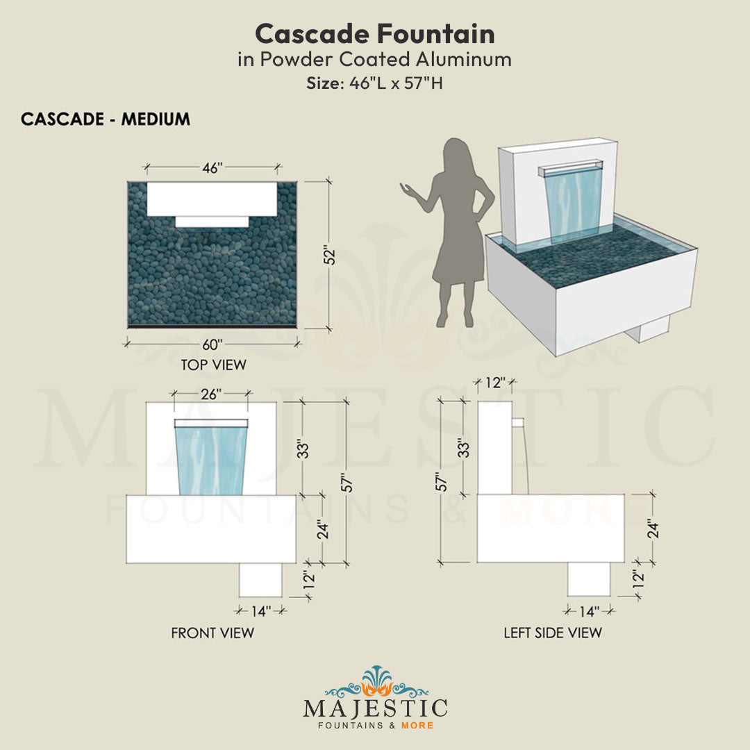 Cascade Fountain in Powder Coated Aluminum - Majestic Fountains