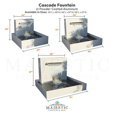 Cascade Fountain in Powder Coated Aluminum Size - Majestic Fountains