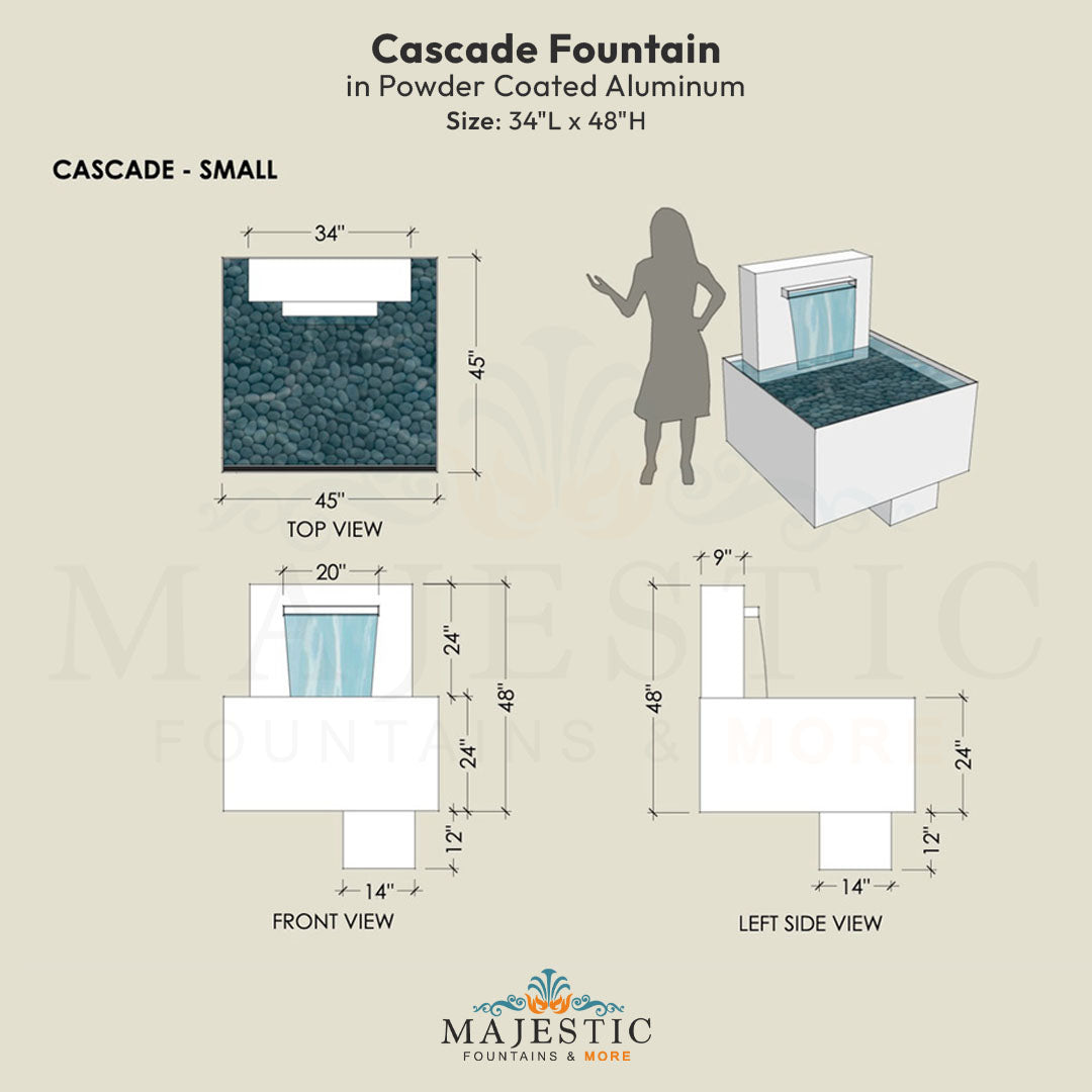 Cascade Fountain in Powder Coated Aluminum - Majestic Fountains