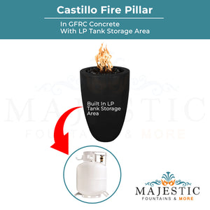 Castillo Fire Pillar in GFRC Concrete - Majestic Fountains