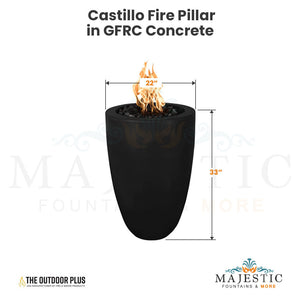 Castillo Fire Pillar in GFRC Concrete Size - Majestic Fountains