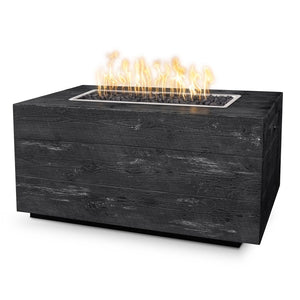 Catalina Rectangle Fire Pit in Wood Grain GFRC Concrete - Majestic Fountains