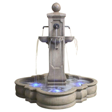 Catalina Concrete Outdoor Fountain with Basin - with Rustic Iron Spouts - 1721 - Majestic Fountains