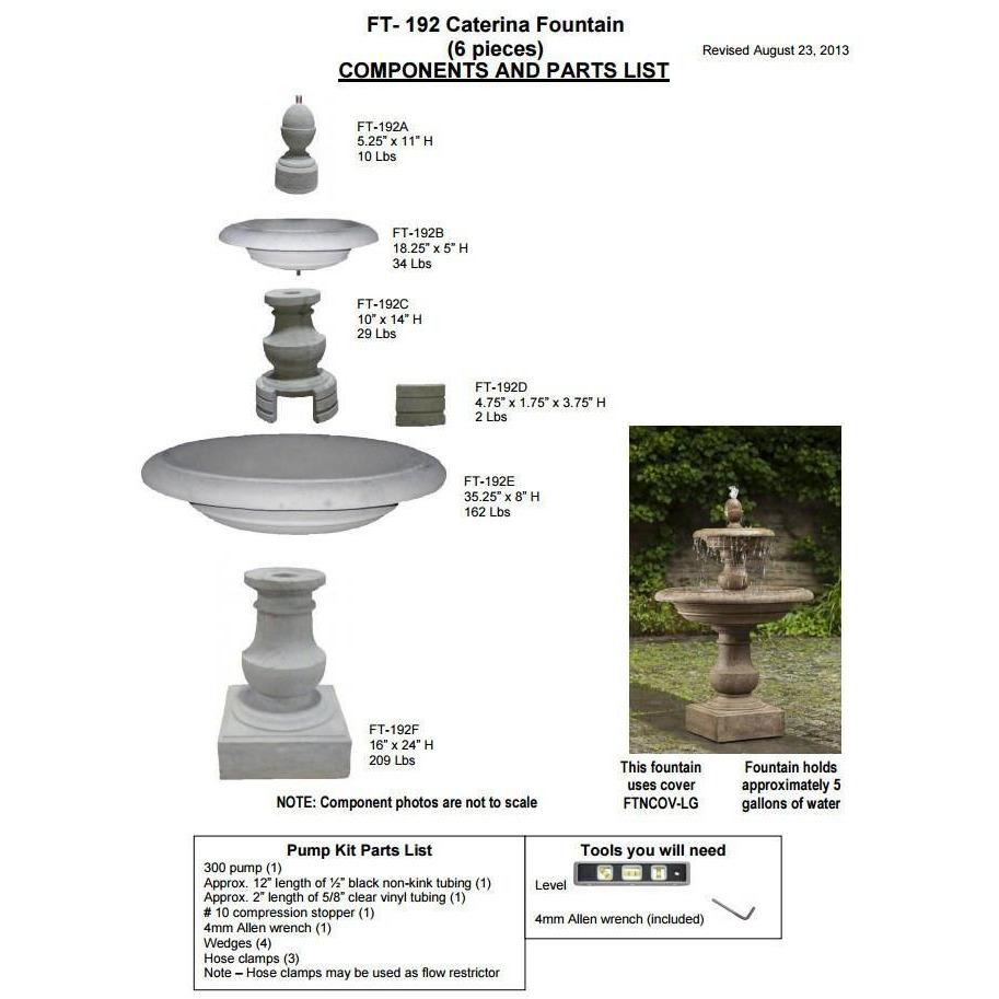 Caterina Fountain in Cast Stone by Campania International FT-192 - Majestic Fountains