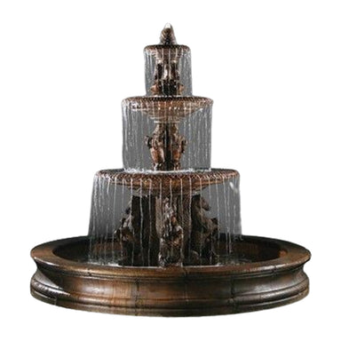 Cavalli 3 Tiered Fountain with 12 ft. Bracci Basin  - Majestic Fountains
