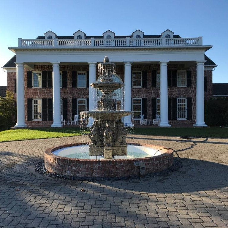 Cavalli 3 Tiered Fountain with 12 ft. Bracci Basin in Cast Stone - Fiore Stone 2133-F12 - Majestic Fountains and More.