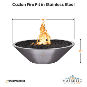 Cazlon Fire Pit in Stainless Steel Size - Majestic Fountains