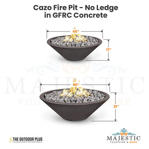 Cazo Fire Pit - No Ledge - in GFRC concrete Size - Majestic Fountains