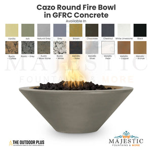 Cazo Round Fire Bowl in GFRC Concrete - Majestic Fountains