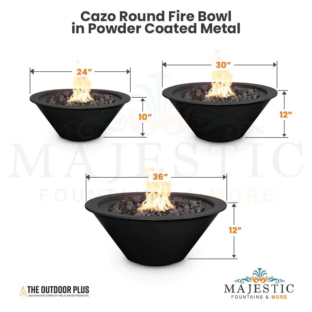 Cazo Round Fire Bowl in Powder Coated Steel - Majestic Fountains