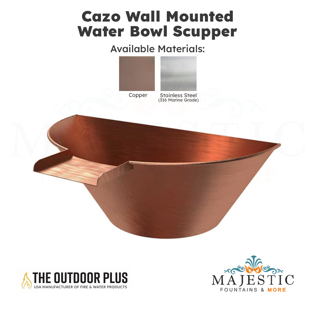 Cazo Wall Mounted Water Bowl Scupper - Majestic Fountains