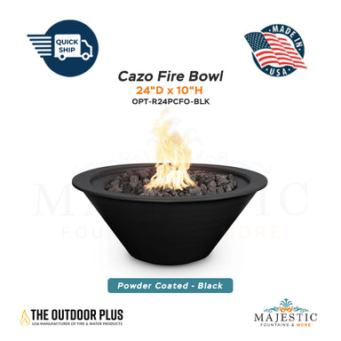 Cazo 24D x 10H Round Fire Bowl in Powder Coated Metal in Black - Majestic Fountains