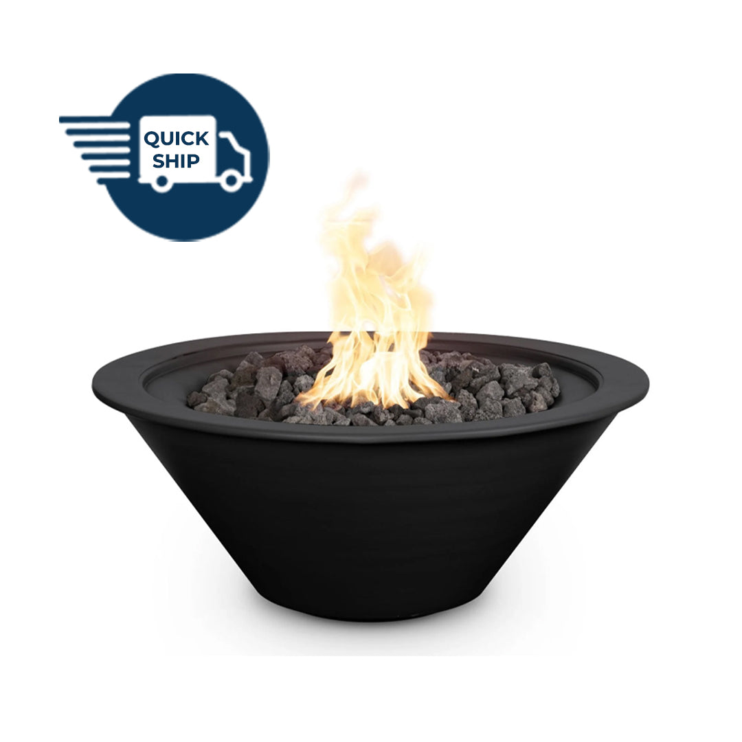 Cazo 24D x 10H Round Fire Bowl in Powder Coated Metal in Black - Majestic Fountains