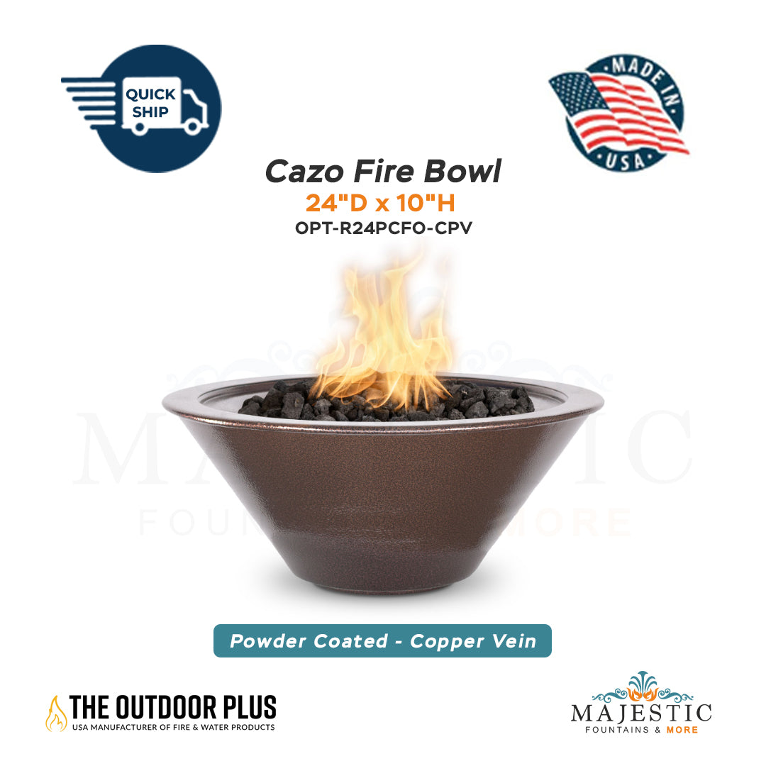 Cazo 24D x 10H Round Fire Bowl in Powder Coated Metal in Copper Vein - Majestic Fountains