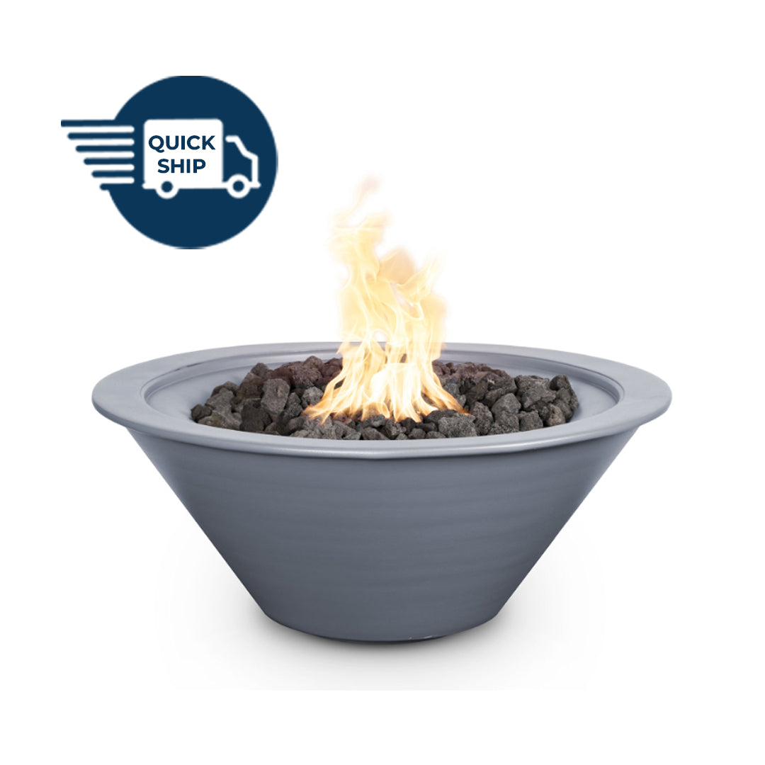 Cazo 24D x 10H Round Fire Bowl in Powder Coated Metal in Gray - Majestic Fountains