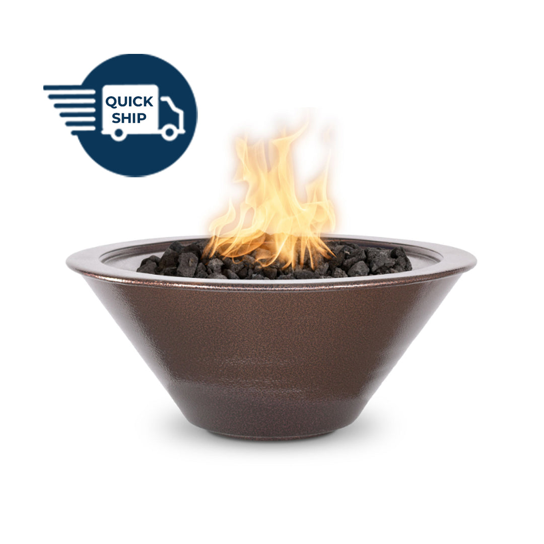 Cazo 30D x 12H Round Fire Bowl in Powder Coated Metal in Copper Vein - Majestic Fountains