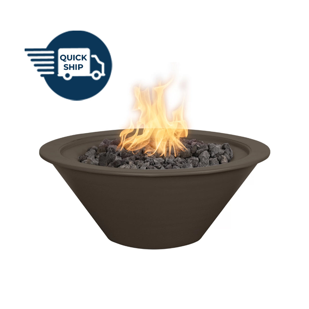 Cazo 30D x 12H Round Fire Bowl in Powder Coated Metal in Java - Majestic Fountains