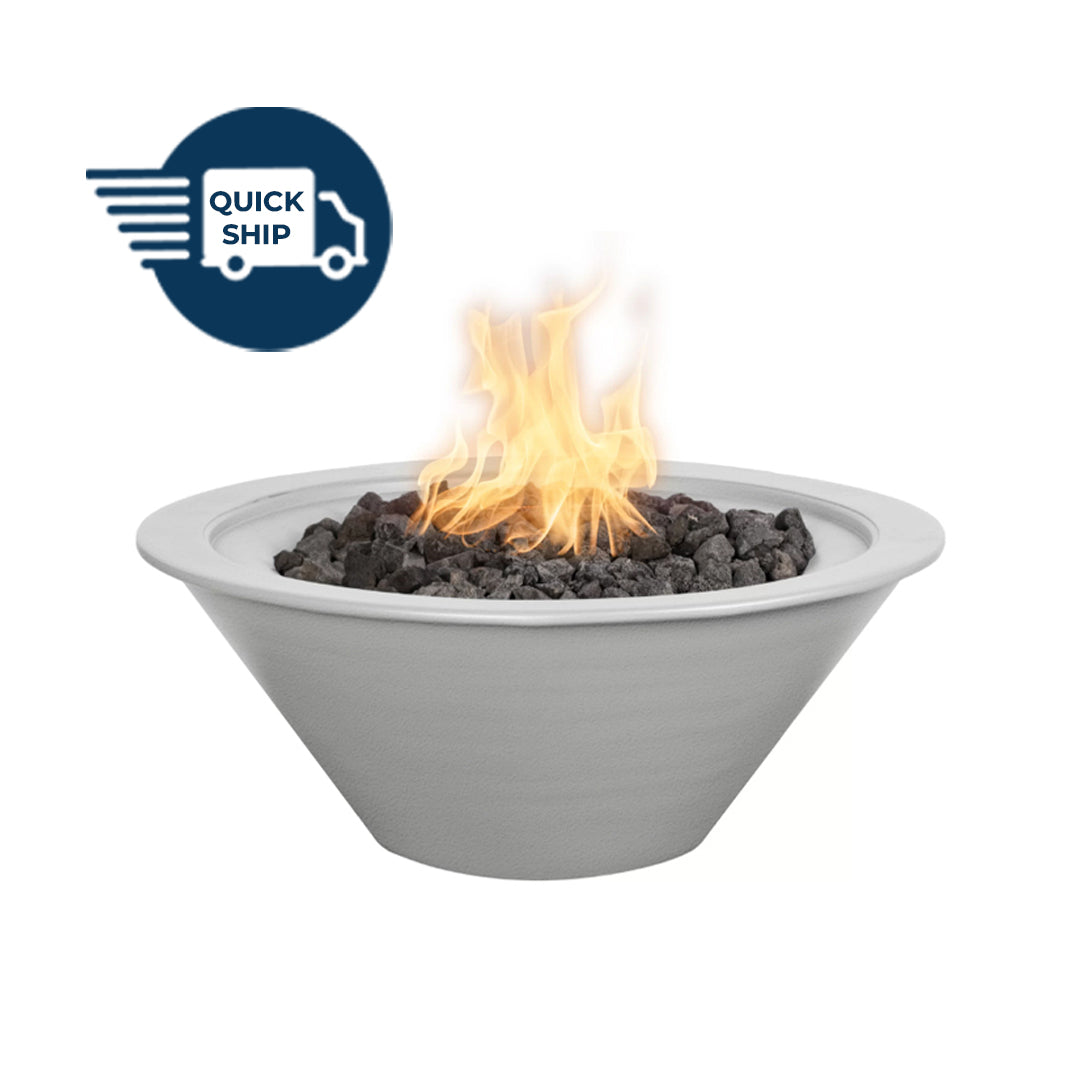 Cazo 30D x 12H Round Fire Bowl in Powder Coated Metal in Pewter - Majestic Fountains