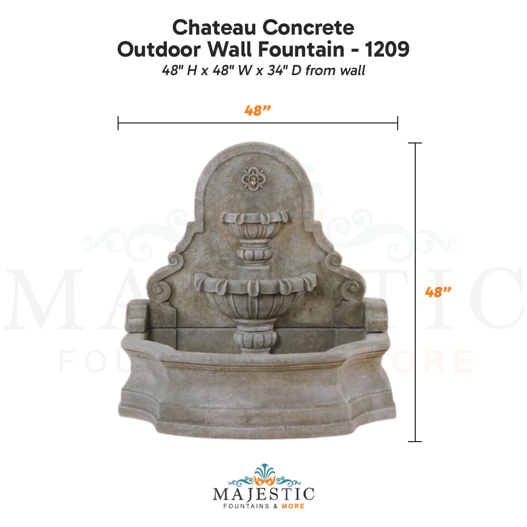 Chateau Concrete Outdoor Wall Fountain - 1209 - Majestic Fountains