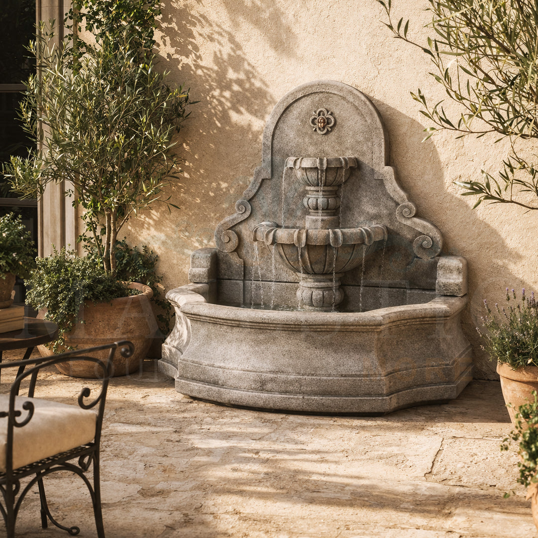 Chateau Concrete Outdoor Wall Fountain - 1209 - Majestic Fountains
