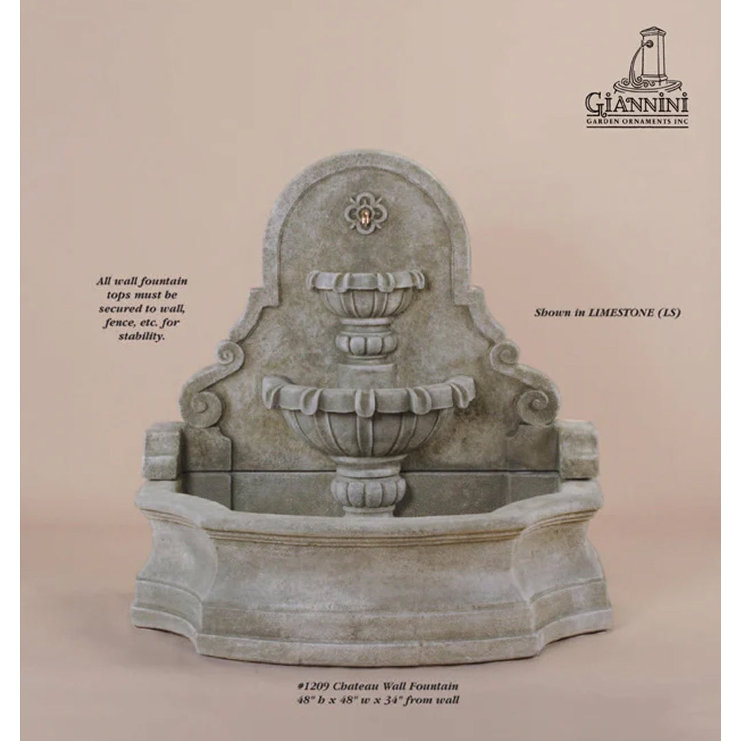 Chateau Concrete Outdoor Wall Fountain - 1209 - Majestic Fountains