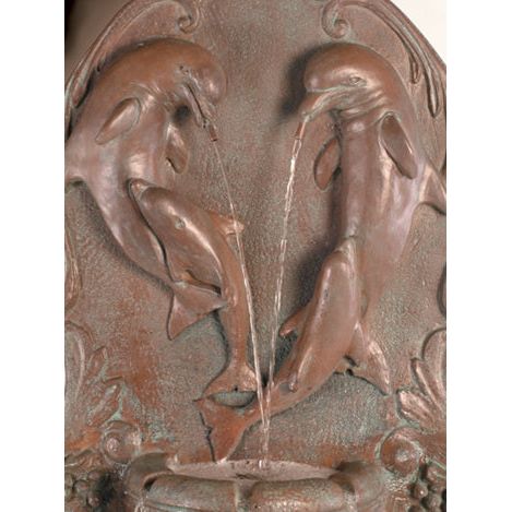 Classic Dolphin Wall Fountain in Cast Stone - Fiore Stone 2060-FW - Majestic Fountains and More.