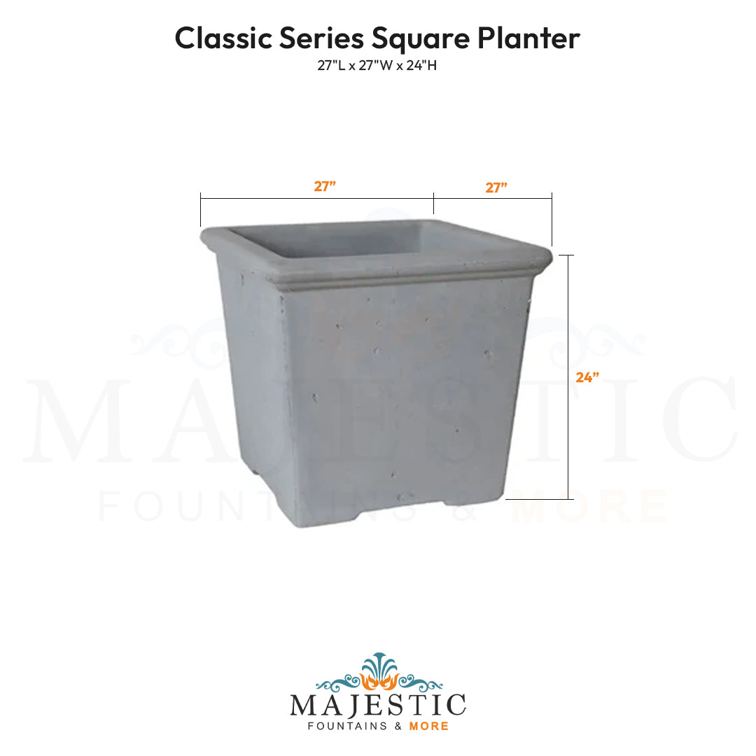 Classic Series Square Planter Size - Majestic Fountains