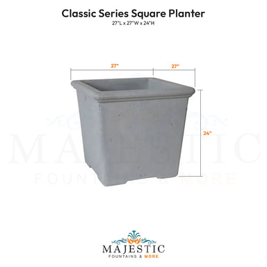 Classic Series Square Planter Size - Majestic Fountains