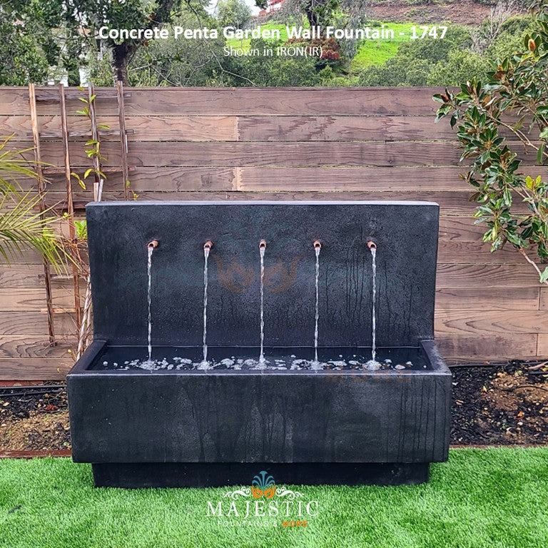 Concrete Penta Garden Wall Fountain - 1747 -Majestic Fountains