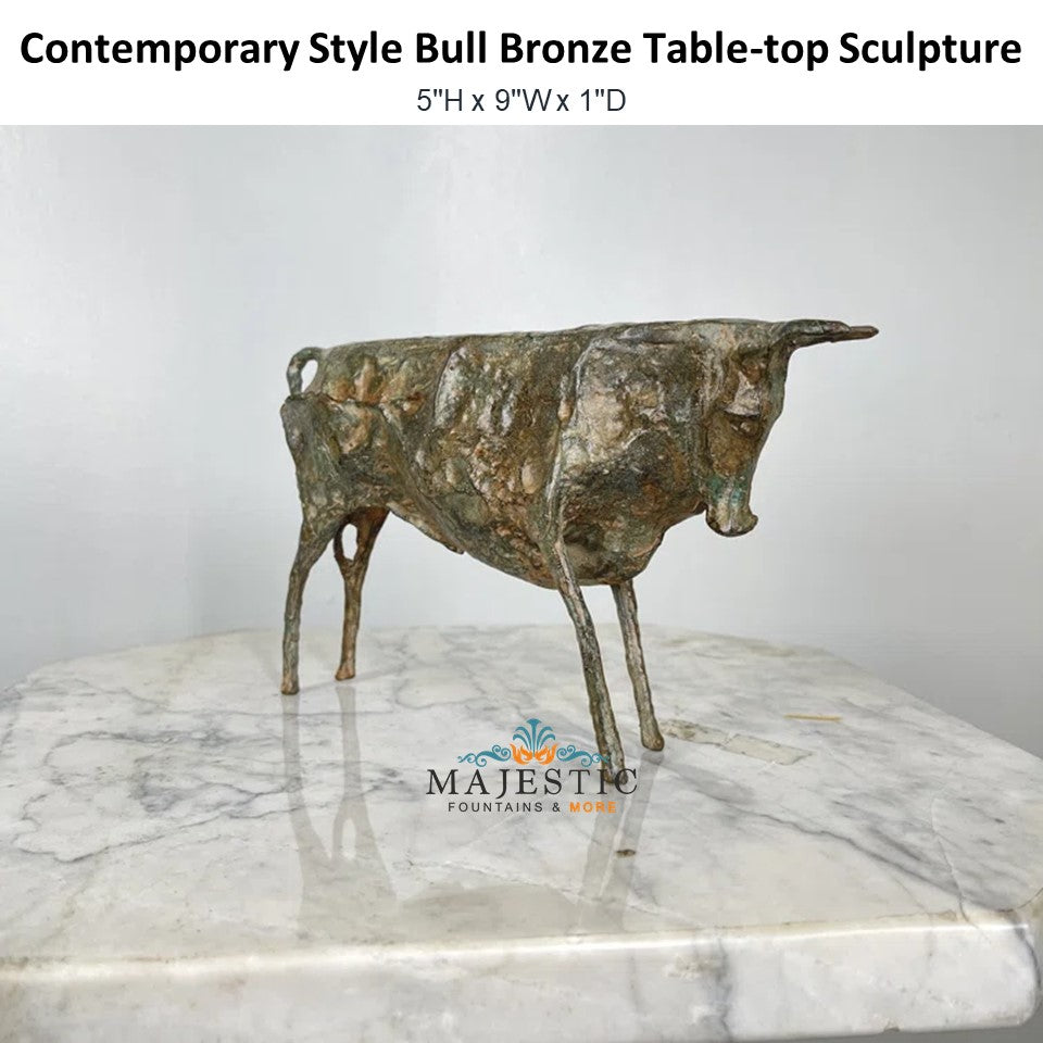 Contemporary Style Bull Bronze Table-top Sculpture