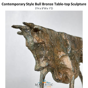 Contemporary Style Bull Bronze Table-top Sculpture - Majestic Fountains and More.