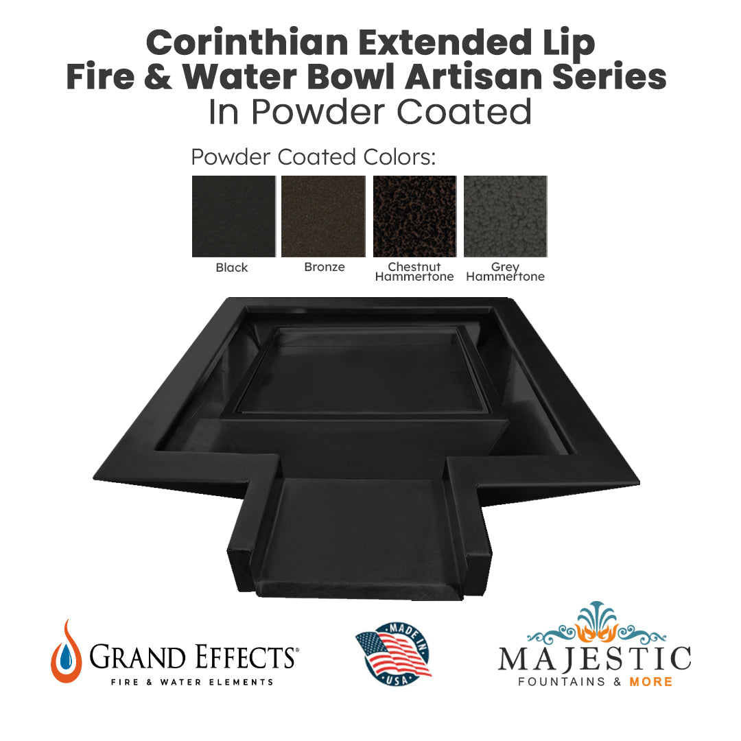 Corinthian Extended Lip Fire _ Water Bowl Artisan Series - Majestic Fountains