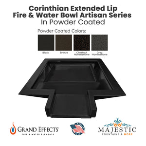 Corinthian Extended Lip Fire _ Water Bowl Artisan Series - Majestic Fountains