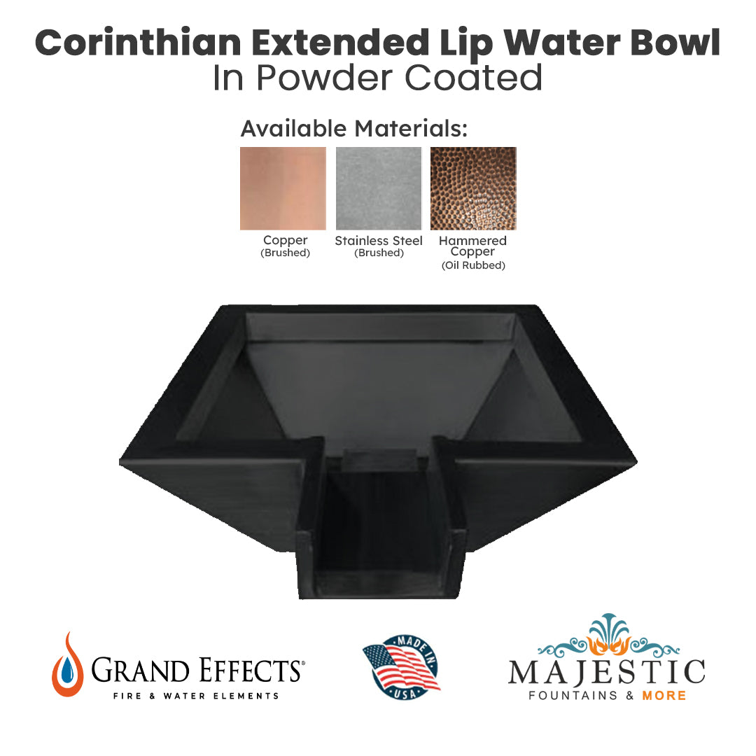 Corinthian Extended Lip Water Bowl in Powder Coated - Majestic Fountains