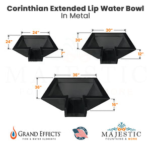 Corinthian Extended Lip Water Bowl in Powder Coated - Majestic Fountains