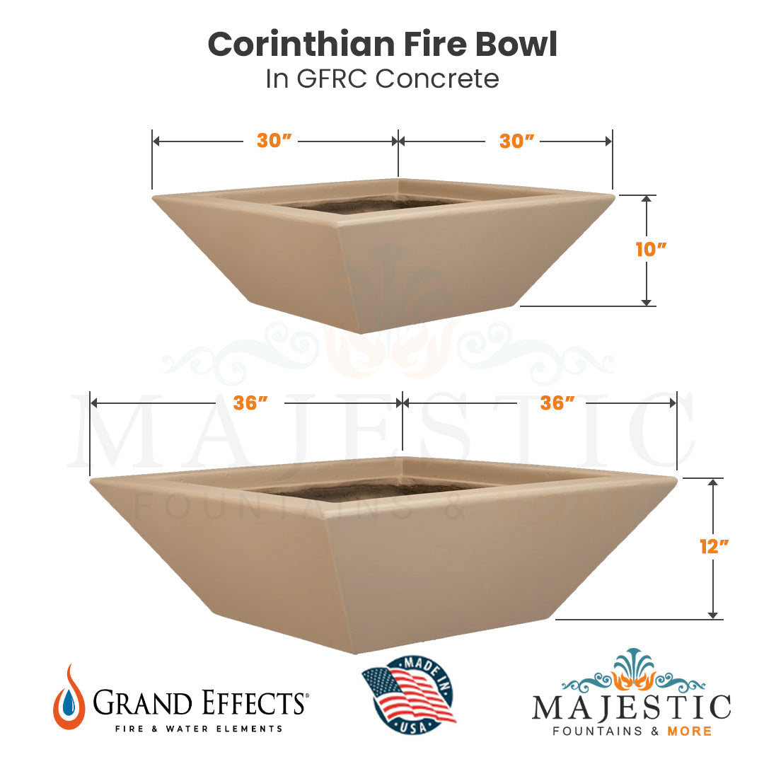 Corinthian Fire Bowl in GFRC by Grand Effects - Majestic Fountains and More