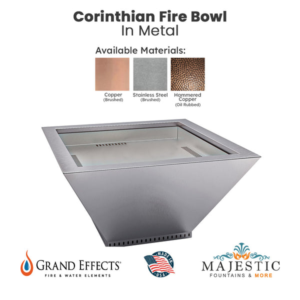 Corinthian Fire Bowl in Metal by Grand Effects - Majestic Fountains and ...