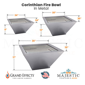 Corinthian Metal Fire Bowl by Grand Effects -Majestic Fountains & More