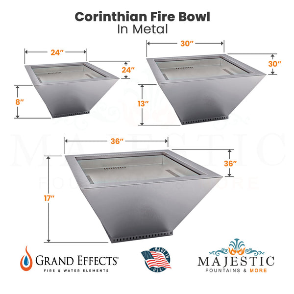 Corinthian Fire Bowl in Metal by Grand Effects - Majestic Fountains and ...