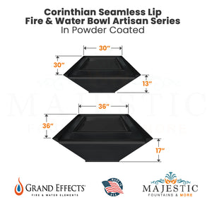 Corinthian Seamless Lip Fire & Water Bowl Artisan Series in Powder Coated by Grand Effects
