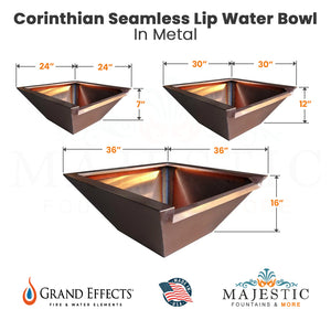 Corinthian Seamless Lip Water Bowl in Metal by Grand Effects - Majestic Fountains